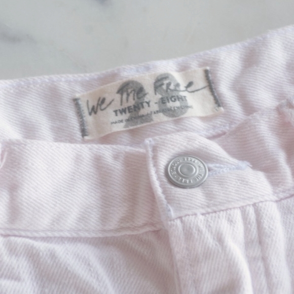 Free People Light Pink Distressed Button Fly Denim Shorts - Picture 10 of 13
